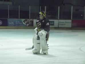 Sam Bonathon played well in the Queen Bees goal when they visited the Spectrum on 25th January